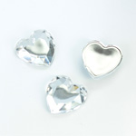 Plastic Flat Back Foiled Rose Cut Rhinestone - Heart 15.5MM CRYSTAL