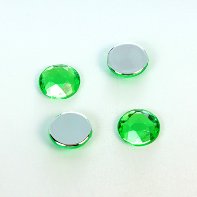 Plastic Flat Back Foiled Rose Cut Rhinestone - Round 11MM PERIDOT