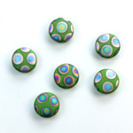 Glass Low Dome Buff Top Cabochon - Peacock Round 09MM MATTE GREEN