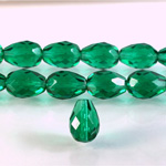 Czech Glass Fire Polish Bead - Pear 13x10MM EMERALD