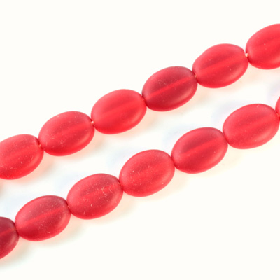 Czech Pressed Glass Bead - Flat Oval 12x9MM MATTE RUBY