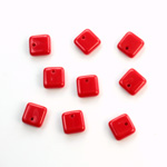 Czech Pressed Glass Pendant - Smooth Square 06x6MM RED