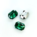 Plastic Point Back Foiled Stone - Cushion Octagon 14x10MM EMERALD