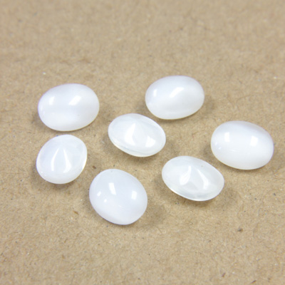 Glass Point Back Buff Top Stone Opaque Doublet - Oval 08x6MM WHITE MOONSTONE