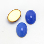 Glass Medium Dome Foiled Cabochon - Oval 18x13MM OPAL BLUE