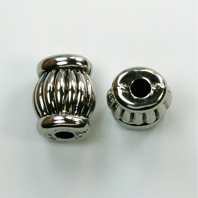 Metalized Plastic Engraved Bead - Fancy 16x11MM ANT SILVER