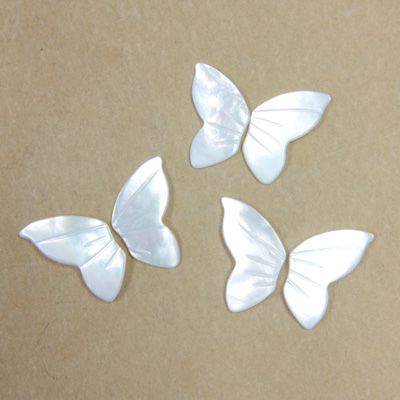 Shell Flat Back Stone - Butterfly Wings 15.5x10MM WHITE MOP