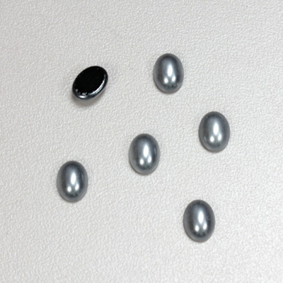 Glass Medium Dome Cabochon Pearl Spray Finish - Oval 08x6MM LT GREY