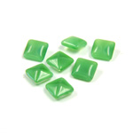 Glass Point Back Buff Top Stone Opaque Doublet - Square 06x6MM GREEN MOONSTONE