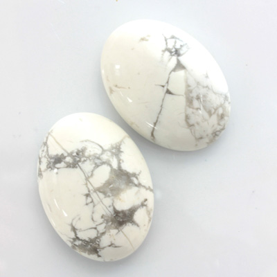 Gemstone Cabochon - Oval 25x18MM WHITE HOWLITE