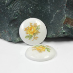 Japanese Glass Porcelain Decal Painting - Rose Round 18MM YELLOW ON CHALKWHITE