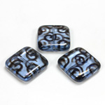 Czech Pressed Glass Bead - Smooth Flat Square 18x18MM PATTERN on LT SAPPHIRE