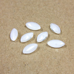 Glass Point Back Buff Top Stone Opaque Doublet - Navette 08x4MM WHITE MOONSTONE