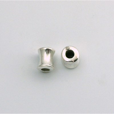 Metalized Plastic Bead - Hourglass Tube 08x6MM SILVER