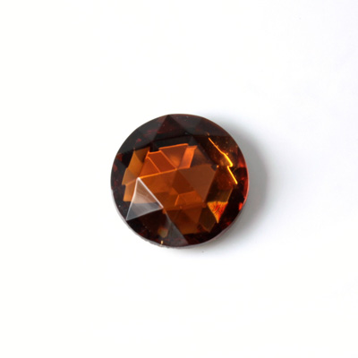 Glass Flat Back Foiled Rauten Rose - Round 15MM SMOKE TOPAZ