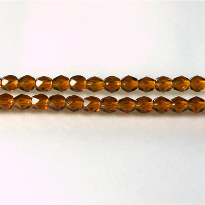 Czech Glass Fire Polish Bead - Round 04MM MADEIRA TOPAZ