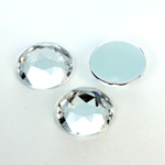 Plastic Flat Back Foiled Rose Cut Rhinestone - Round 18MM CRYSTAL