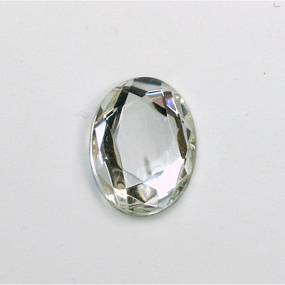 Glass Flat Back Rose Cut Faceted Foiled Stone - Oval 18x13MM CRYSTAL