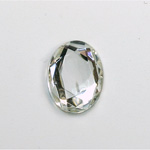 Glass Flat Back Rose Cut Faceted Foiled Stone - Oval 18x13MM CRYSTAL