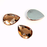Plastic Flat Back Foiled Rose Cut Rhinestone - Pear 18x13MM SMOKE TOPAZ