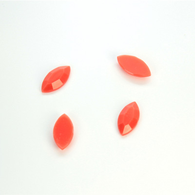 Plastic Flat Back Rose Cut Rhinestone - Navette 10x5MM CORAL