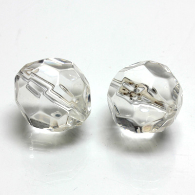 Plastic Bead - Transparent Faceted Round 18MM CRYSTAL