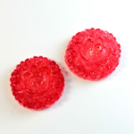 Plastic No-Hole Flower - Cluster 21MM DYED GLITTER RED