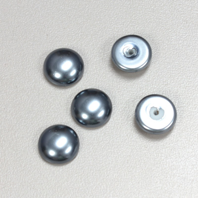 Glass Medium Dome Pearl Dipped Cabochon - Round 11MM DARK GREY