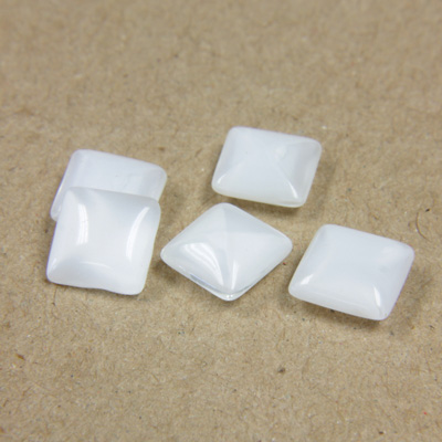 Glass Point Back Buff Top Stone Opaque Doublet - Square 08x8MM WHITE MOONSTONE