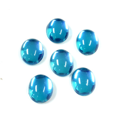 Plastic Flat Back Foiled Cabochon - Oval 10x8MM AQUA