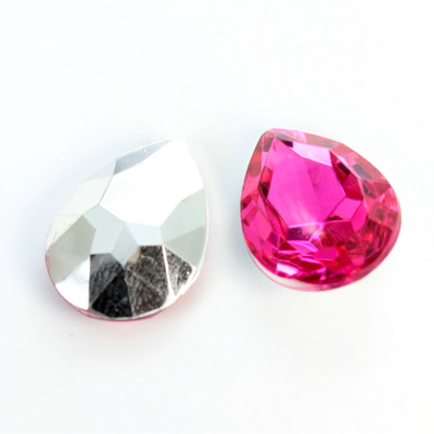 Plastic Point Back Foiled Stone - Pear 25x18MM ROSE