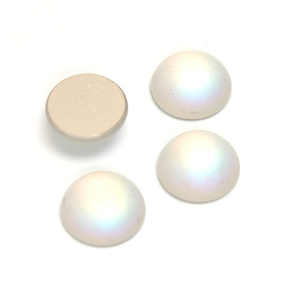 Glass Medium Dome Foiled Cabochon - Coated Round 13MM MATTE CRYSTAL AB