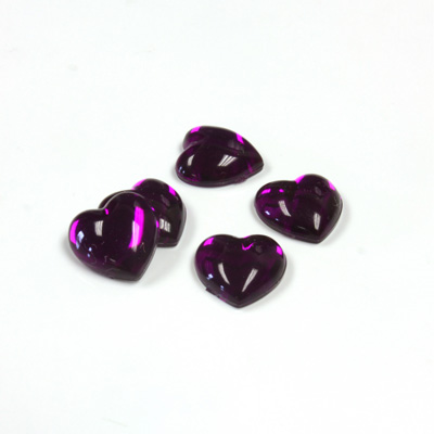 Plastic Flat Back Foiled Cabochon - Heart 11x10MM AMETHYST