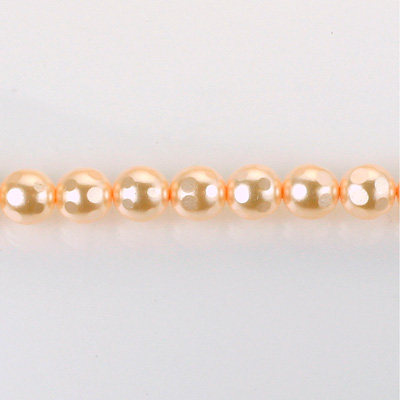 Czech Glass Pearl Bead - Round Faceted Golf 6MM LT ROSE 70424