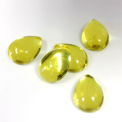 Plastic Flat Back Foiled Cabochon - Pear 14x10MM JONQUIL