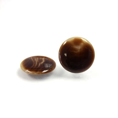 Glass Low Dome Buff Top Cabochon - Round 15MM BROWNHORN