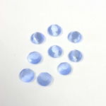 Fiber-Optic Flat Back Stone with Faceted Top and Table - Round 05MM CAT'S EYE LT BLUE