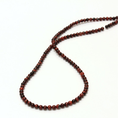 Gemstone Bead - Smooth Round 03MM TIGEREYE RED