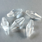 Plastic Bead - Faceted Elongated Bicone 18x8MM CRYSTAL