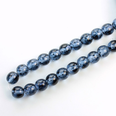 Czech Pressed Glass Bead - Smooth Round 06MM SPECKLE COATED SAPPHIRE 64389