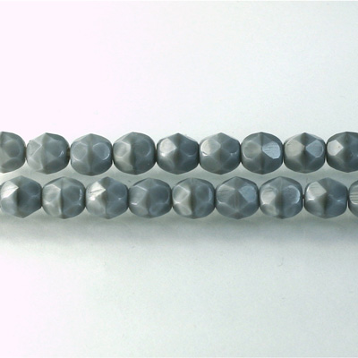 Czech Glass Fire Polish Bead - Round 06MM MOONSTONE GREY