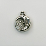 Metalized Plastic Pendant- Moon 17x14MM ANT SILVER