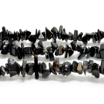 Gemstone Bead - Chip Baroque BLACK ONYX on 32 inch strands