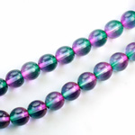Czech Pressed Glass Bead - Smooth 2-Tone Round 08MM COATED PURPLE-GREEN 69007