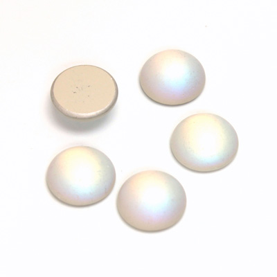 Glass Medium Dome Foiled Cabochon - Coated Round 11MM MATTE CRYSTAL AB