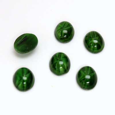 Glass Medium Dome Lampwork Cabochon - Oval 10x8MM STAR EMERALD