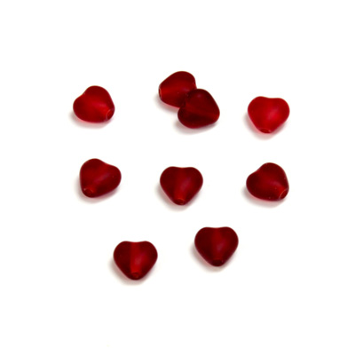 Czech Pressed Glass Bead - Smooth Heart 06x6MM MATTE RUBY