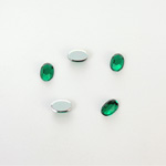 Plastic Flat Back Foiled Rose Cut Rhinestone - Oval 06x4MM EMERALD