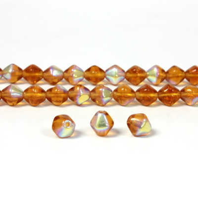 Czech Pressed Glass Bead - Smooth Bicone 06MM MADEIRA TOPAZ AB