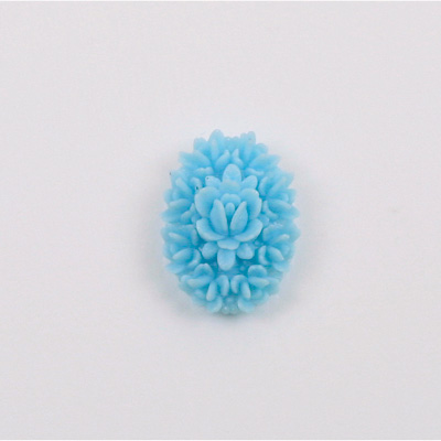 Plastic Carved Flower - Cluster Oval 18x13MM TURQUOISE